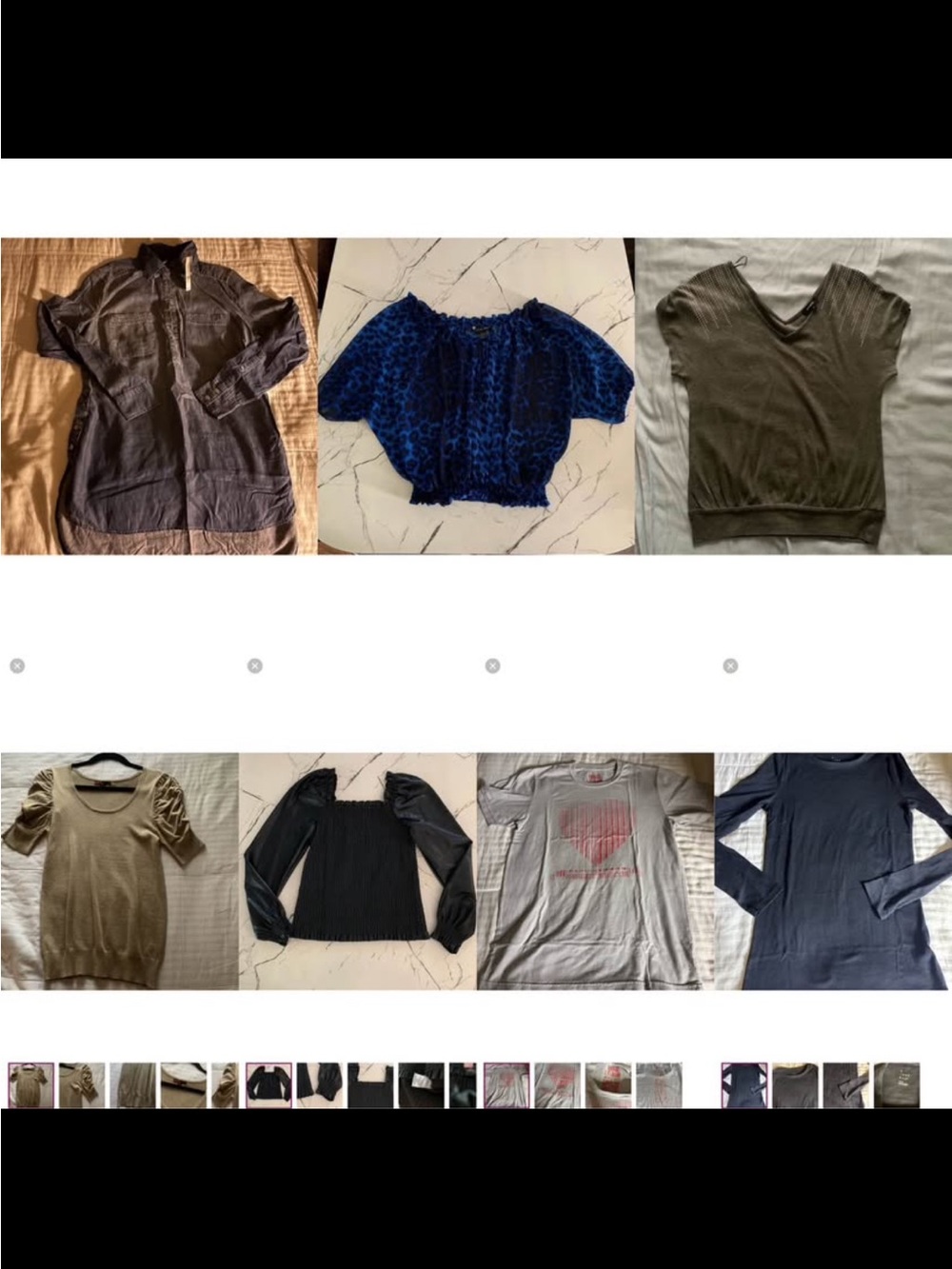 Assorted Women's Tops Bundle - Blue Leopard Puff Sleeve, Olive Knit & More